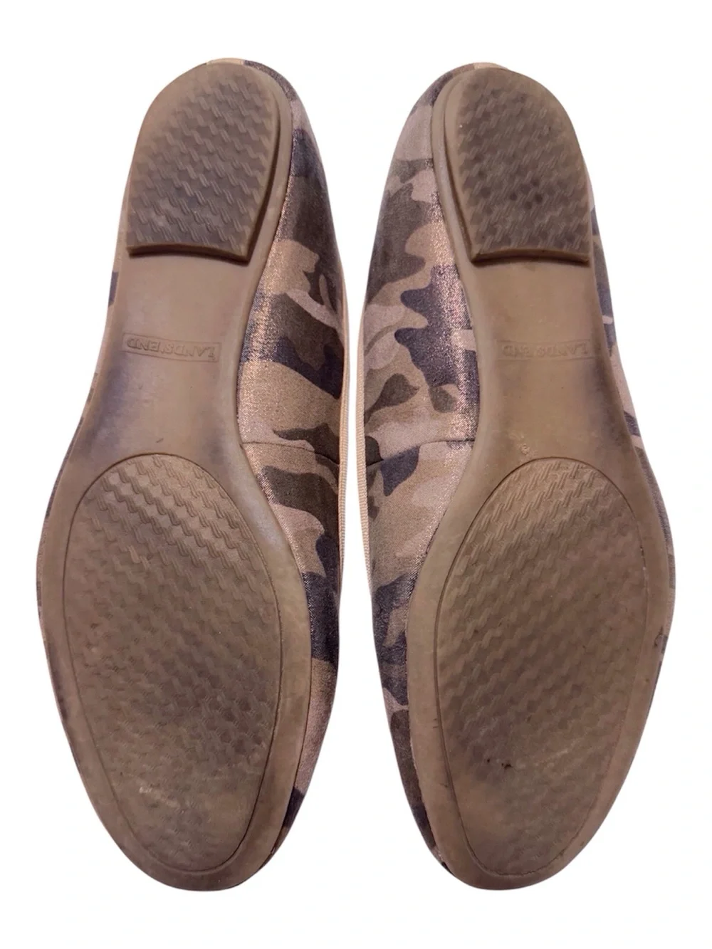 Lands' End Glistening Camo-Look Ballet Flats Metallic Sheen Size 9